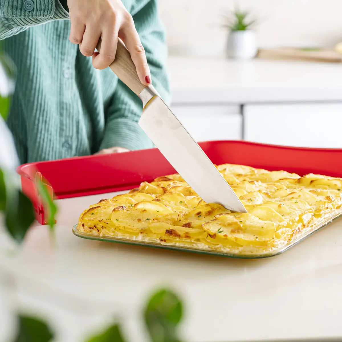 Coox Tabuleiro XL Vermelho prato de vidro e pés 36x27,5x6cm 3,8L - Imagem 4