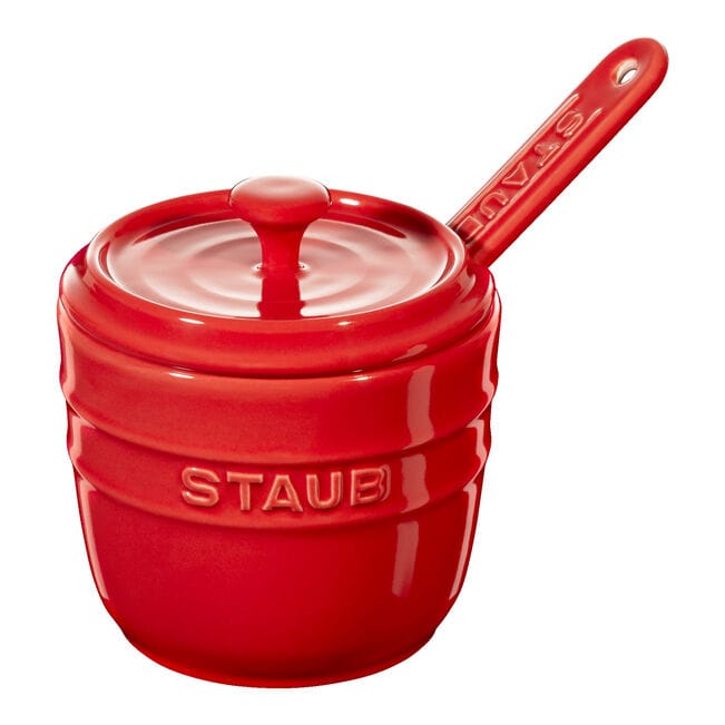 Staub Açucareiro 9cm Cerâmica Verm Cereja; Staub 9 cm Ceramic Sugar Bowl Cherry Red; Sucrier Staub 9 cm Céramique Rouge Cerise
