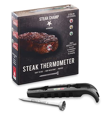 Steak Champ Termómetro com LED para carne para BBQ; Steak Champ Thermomètre LED pour viande au BBQ.