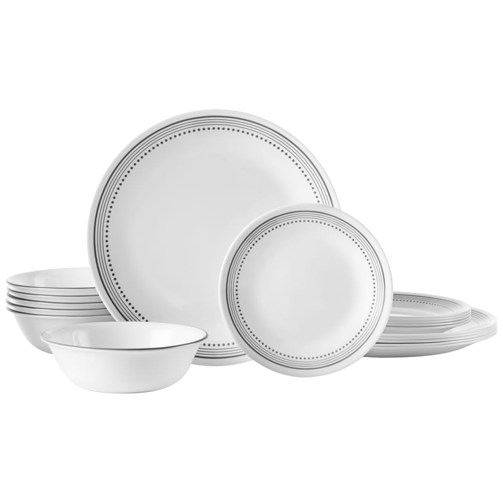 Corelle Mystic Gray - Serviço louça Vitrelle 18 peças; Service de Vaisselle Corelle Mystic Grey 18 pièces en Vitrelle